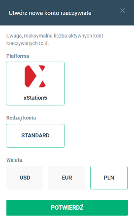 Zakładanie konta rzeczywistego w XTB