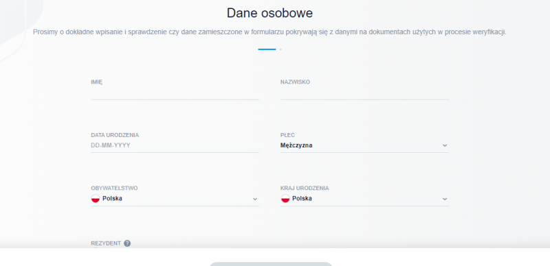 Dane potrzebne do weryfikacji na giełdzie Zonda