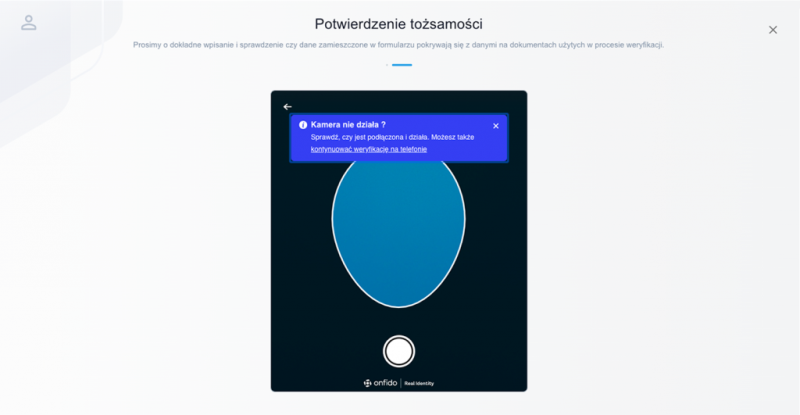 Potwierdzenie tożsamości poprzez zdjęcie twarzy