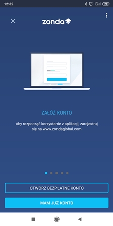 Aplikacja Zonda zakładanie konta