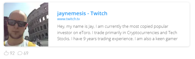 eToro Program Popularny Inwestor Przykład