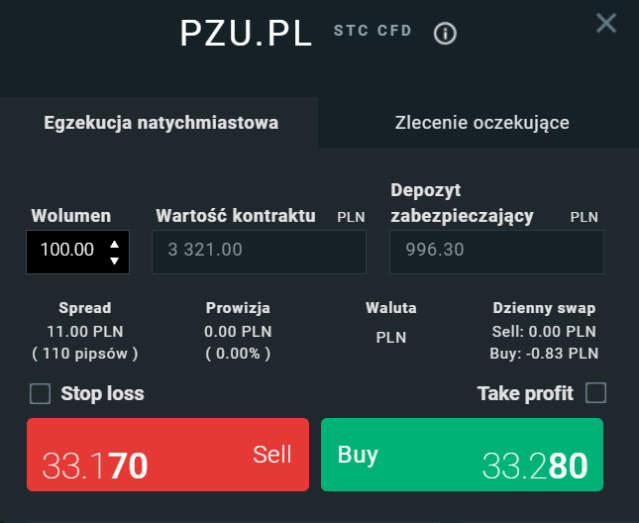 Kontrakt CFD na akcje PZU oferowany przez brokera XTB