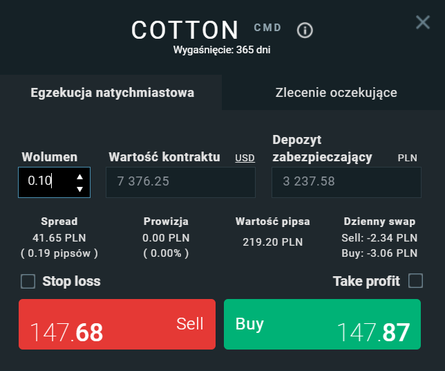 Kontrakt CFD na bawełnę na platformie xStation w XTB