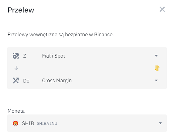Przykładowy transfer na konto z dźwignią 