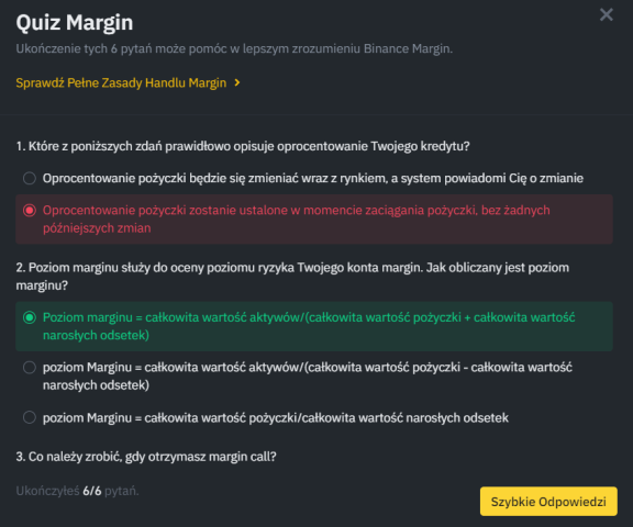 Quiz wiedzy na Binance