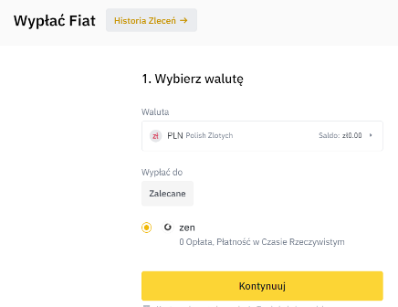 Wypłata złotówek (PLN) z giełdy Binance