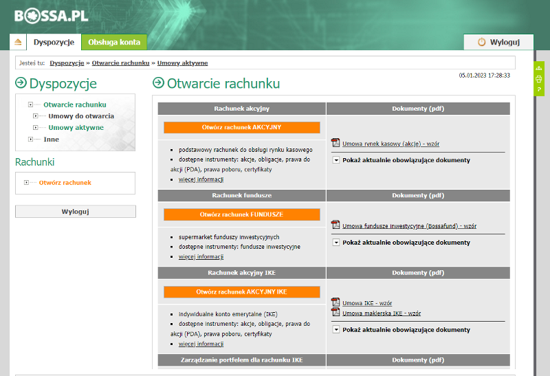 Bossa otwarcie konta maklerskiego