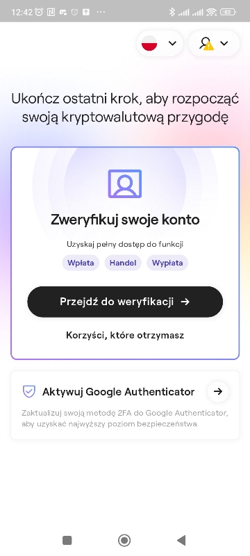 weryfikacja poprzez aplikację mobilną zondacrypto